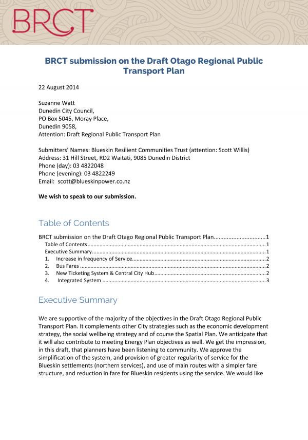 BRCT Regional Public Transport Plan Submission p1